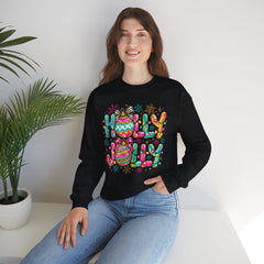 Holly Jolly Crewneck Gildan Sweatshirt — Colorful Christmas Ornament Holiday Sweater