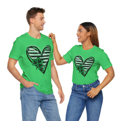 St. Patrick's Day Heart Tee - Unisex Jersey Short Sleeve Shirt with Clover Design