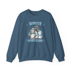 Winter Wonderland with Snowmen - Crewneck Sweatshirt -  Blue Design