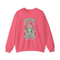 Halloween Sweatshirt — "Serving Chills with Extra Whipped Cream" Retro Ice Cream Graphic - BP