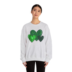 Green Heart Patterns Unisex Heavy Blend Crewneck Sweatshirt | St. Patrick's Day/Christmas