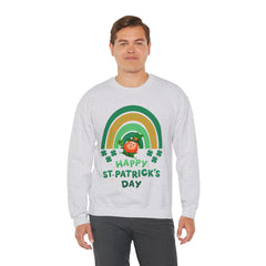 St. Patrick's Day Unisex Crewneck Sweatshirt - Happy Leprechaun Rainbow Design