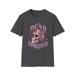 "Dead Gorgeous" T‑Shirt- Skull Floral- Halloween Vibes