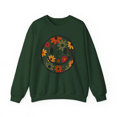 Floral Smile Sweatshirt — Retro Fall Flowers Smiley Crewneck