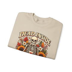 Skeleton Coffee Sweatshirt, Dead Inside But Caffeinated Crewneck, Halloween Gift, Unisex Fall Apparel, Cozy Lounge Wear
