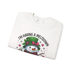 "I'm Having a Meltdown" Beautiful Melting Snowman Christmas Gildan Crewneck