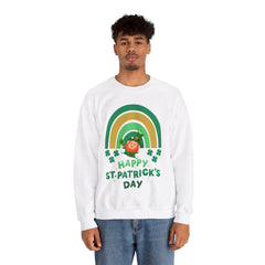 St. Patrick's Day Unisex Crewneck Sweatshirt - Happy Leprechaun Rainbow Design