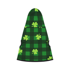 Plaid with Shamrocks Print Dog Hoodie for St. Patrick's Day