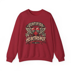 Certified Heartbreaker Crewneck Sweatshirt — Vintage Racing Winged Valentines Heart Graphic