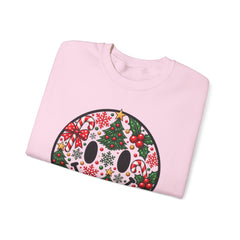 Christmas Smiley Crewneck Sweatshirt — Festive Holiday Smile Graphic