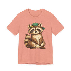 Cute Raccoon Graphic Tee — Adorable Cartoon Raccoon with Green Cap