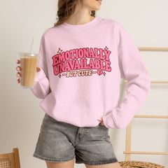 Emotionally Unavailable But Cute Crewneck Sweatshirt – Cute Sarcastic Valentine Vibes