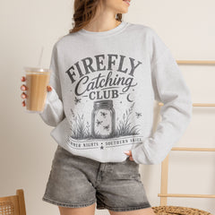 Firefly Catching Club Sweatshirt — Vintage Mason Jar Summer Nights Crewneck - Southern Heritage