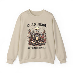 Skeleton Coffee Sweatshirt, Dead Inside But Caffeinated Crewneck, Halloween Gift, Unisex Fall Apparel, Cozy Lounge Wear