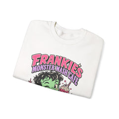 Frankie’s Monstermash Café Sweatshirt — Retro Cute Frankenstein Milkshake Halloween Crewneck