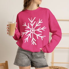 Cozy Snowflake Crewneck Sweatshirt for All Seasons |Hand drawn, Lounging, Holidays, Snow