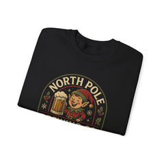 North Pole Brewing Co. Holiday Sweatshirt, Christmas Gift, Unisex Cozy Crewneck, Winter Apparel, Elf Festive Casual Wear