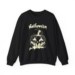 Halloween Pumpkin Sweatshirt, Cozy Fall Apparel, Unisex Crewneck, Perfect for Halloween, Fall Fashion, Pumpkin Spice Lover Gift