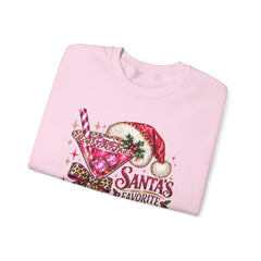 "Santa's Favorite Hot Mess" Sparkle Martini Holiday Christmas Crewneck