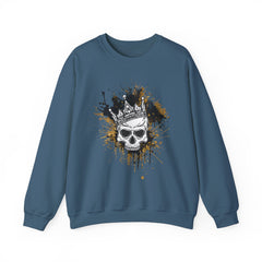 Skeleton King Crewneck Sweatshirt w/Black & Gold Splatter Design