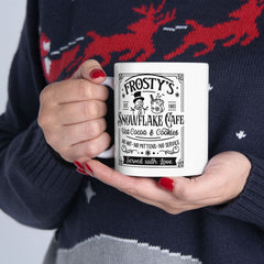 Coffee Lovers Ceramic Mug — 'Frosty's Snowflake Cafe' Vintage Mug 11oz/15oz