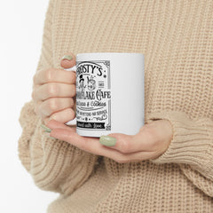 Coffee Lovers Ceramic Mug — 'Frosty's Snowflake Cafe' Vintage Mug 11oz/15oz