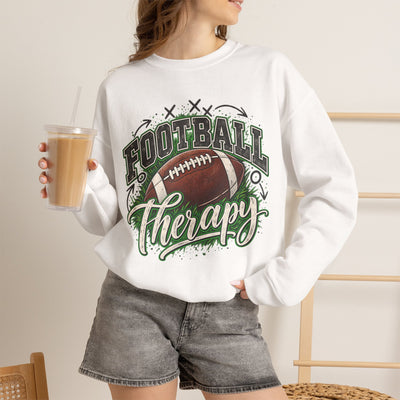 Football Therapy Sweatshirt — Vintage Football Graphic Crewneck