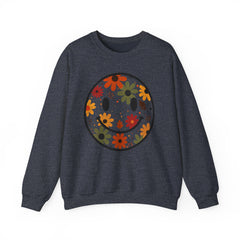 Floral Smile Sweatshirt — Retro Fall Flowers Smiley Crewneck