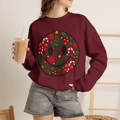 Christmas Smiley Crewneck Sweatshirt — Festive Holiday Smile Graphic