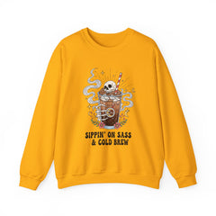 Sassy Coffee Sweatshirt - Cozy Unisex Crewneck, Halloween Fashion, Gift for Coffee Lovers, Fall Apparel, Cute Casual Style