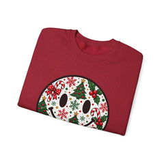 Christmas Smiley Crewneck Sweatshirt — Festive Holiday Smile Graphic