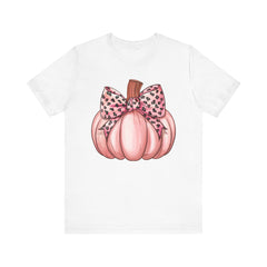 Cute Pink Pumpkin Graphic Tee for Fall, Autumn Shirt, Halloween Top, Harvest Celebration T-Shirt, Seasonal Apparel, Gift Idea