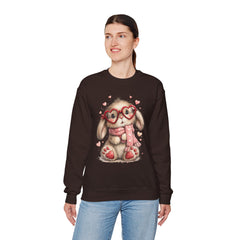 Cute Bunny Sweatshirt — Heart Glasses Bunny Crewneck, Cozy Valentine Pullover