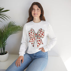 Valentine Heart Bow Sweatshirt — Cute Ribbon Graphic Crewneck