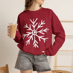 Cozy Snowflake Crewneck Sweatshirt for All Seasons |Hand drawn, Lounging, Holidays, Snow