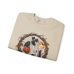 Halloween Ghost Crewneck Sweatshirt – 'Fuh-Cawf' Spooky Pumpkin Design