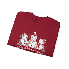 Winter is Better with Friends - Snowmen Crewneck Sweatshirt, Cozy Christmas Apparel, Holiday Festive Sweatshirt