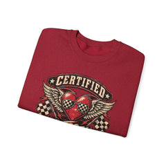 Certified Heartbreaker Crewneck Sweatshirt — Vintage Racing Winged Valentines Heart Graphic