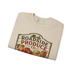 Roadside Produce Co. Crewneck Sweatshirt — Vintage Farmstand Graphic- Southern Heritage