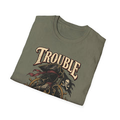 Trouble Has a New Captain T-Shirt — Pirate Skull Graphic Tee