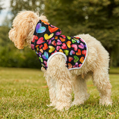 Pet Hoodie - Rainbow Hearts on Black