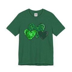 Green Hearts St. Patrick's Day Tee - Unisex Short Sleeve Shirt / Christmas