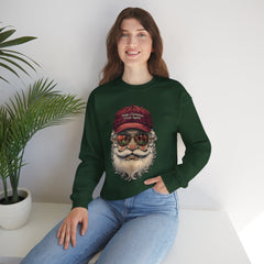 Santa With 'Make Christmas Great Again' Cap Crewneck Sweatshirt