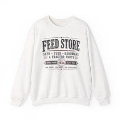 Feed Store Crewneck Sweatshirt — Vintage Farmhouse Seed & Feed Graphic - Southern Heritage