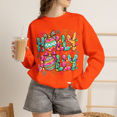 Holly Jolly Crewneck Gildan Sweatshirt — Colorful Christmas Ornament Holiday Sweater