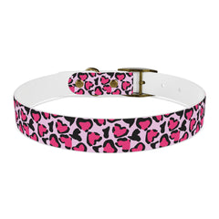 Dog Collar- Pink Leopard Print Hearts