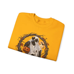 Halloween Ghost Crewneck Sweatshirt – 'Fuh-Cawf' Spooky Pumpkin Design