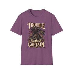 Trouble Has a New Captain T-Shirt — Pirate Skull Graphic Tee