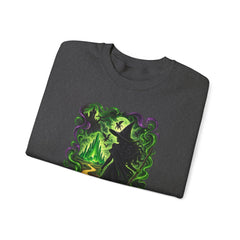 Witch Silhouette Forest Crewneck Sweatshirt – Green Gothic Witchy Art - Wicked