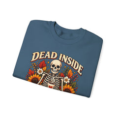 Skeleton Coffee Sweatshirt, Dead Inside But Caffeinated Crewneck, Halloween Gift, Unisex Fall Apparel, Cozy Lounge Wear